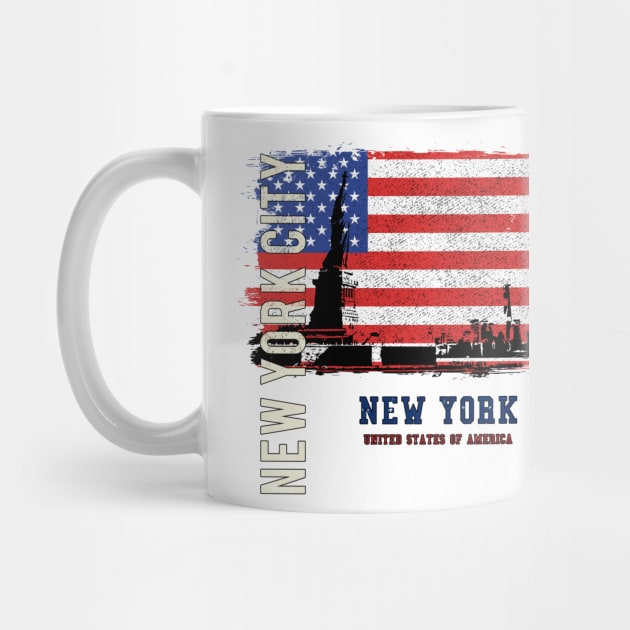 New York City with Flag by printedartings